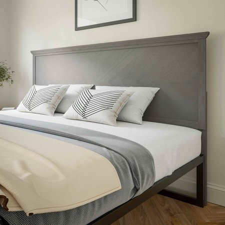 FLASH FURNITURE King Gray Wash Herringbone Adjustable Headboard MG-97881-KHB-K-GRWSH-GG